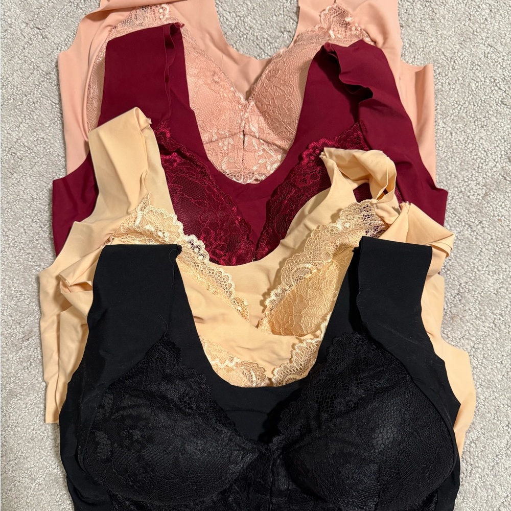 NEVER WORN Elegant Lace Women's Intimates Set - Black, Burgundy, Peach